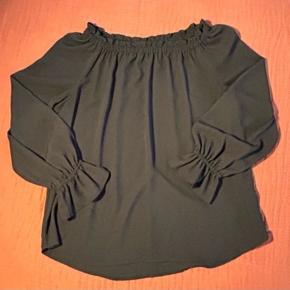 Talbots Black Cinched Blouse | Small Petite | Black